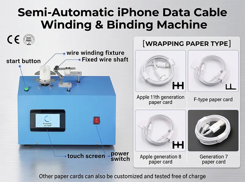 Halvautomatisk lindnings- och bindningsmaskin för iPhone-datakablar WPM-K287