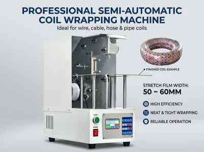 Halvautomatisk kabelinpackningsmaskin för effektiv förpackning WPM-120X - Rullnings- & bindningsmaskin