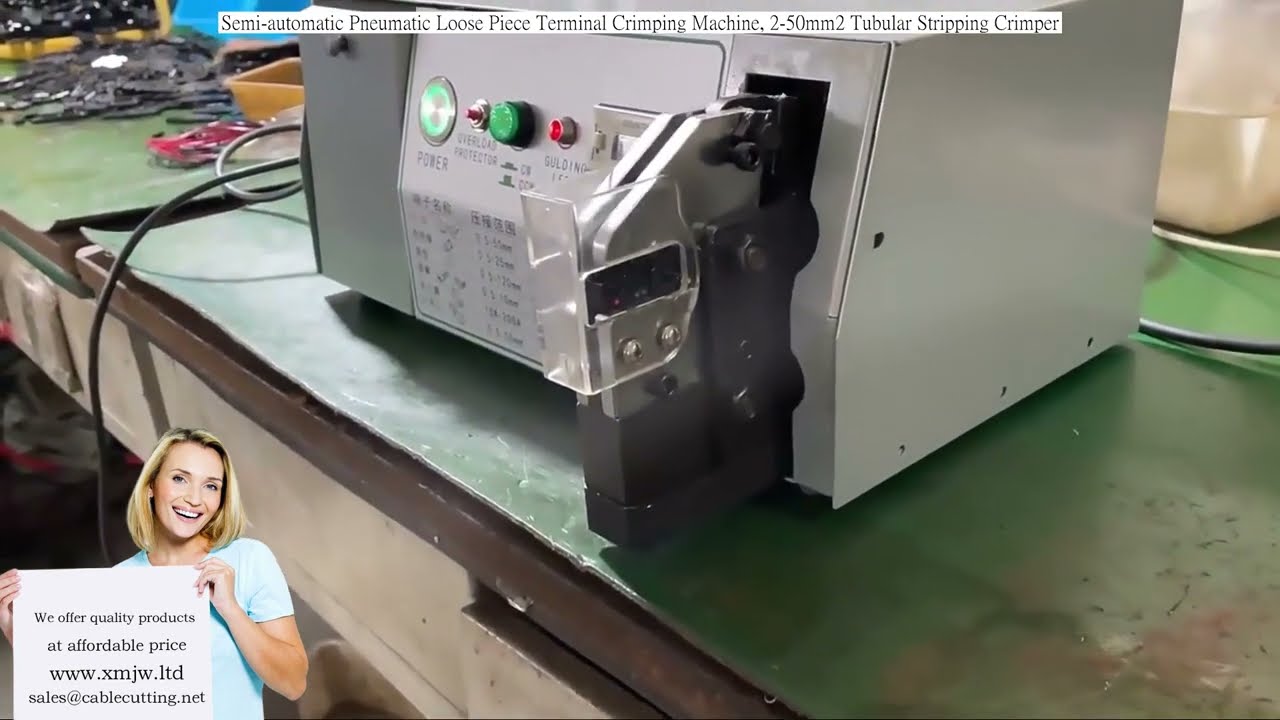 Semi-automatisk pneumatisk crimpmaskin för lösa terminaler – 2-50mm² rörformig avskalning och crimpning