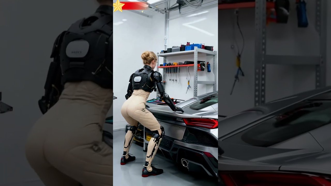 Avancerad android sätter en superbil på prov #Android #SciFi #Framtidsteknik #Robotik #Superbil #Cyborg