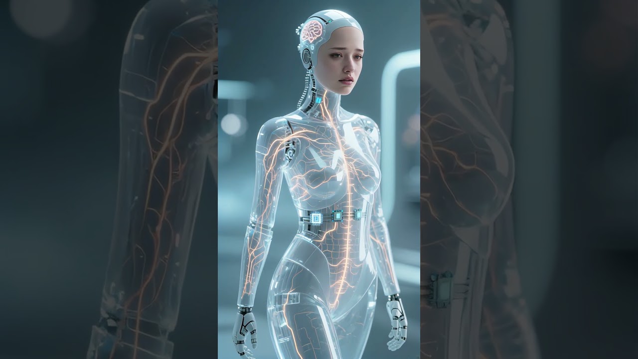 3D-kvinnorobot med synlig inre struktur – perfekt för utbildning #robot