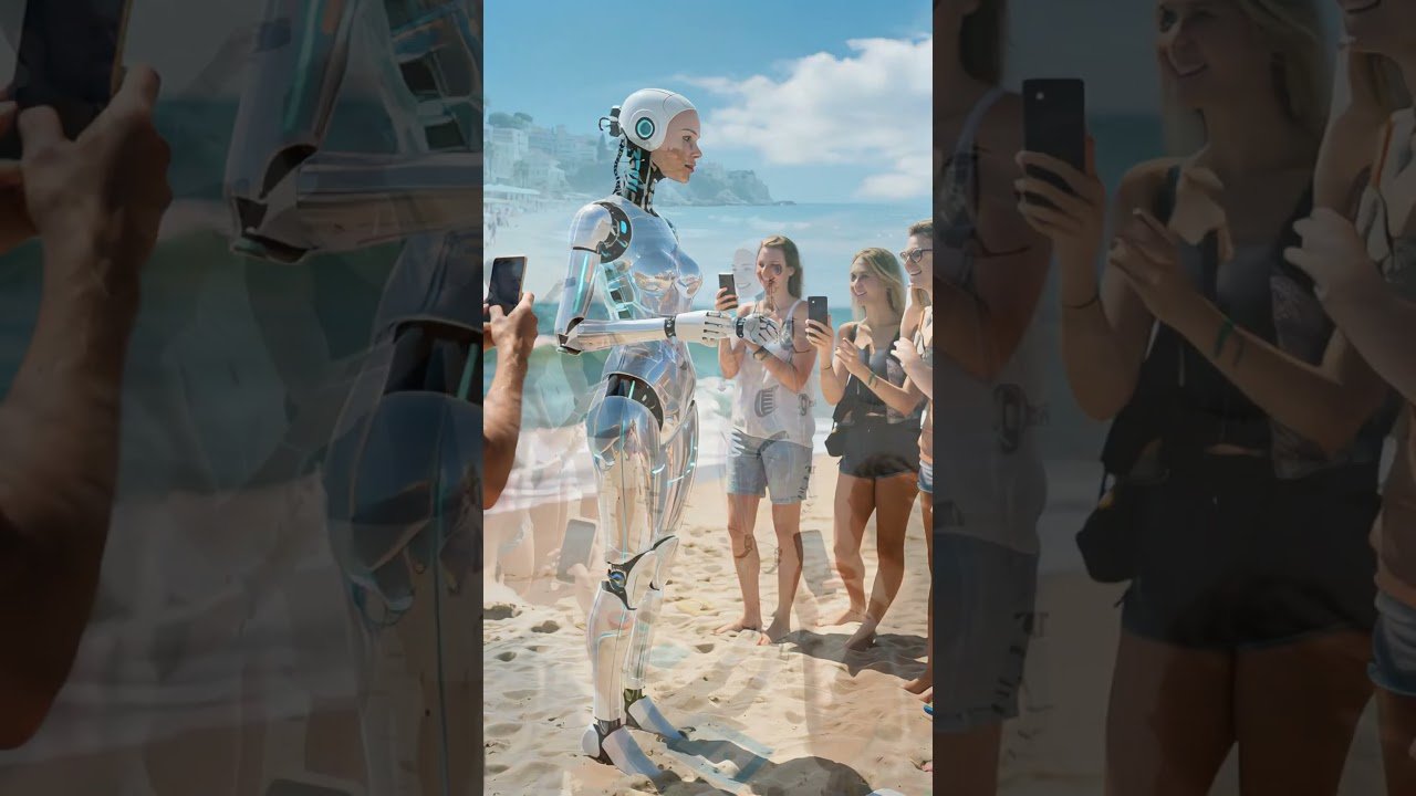 Vacker robot skapade hajp på stranden – lockade massor att fotografera